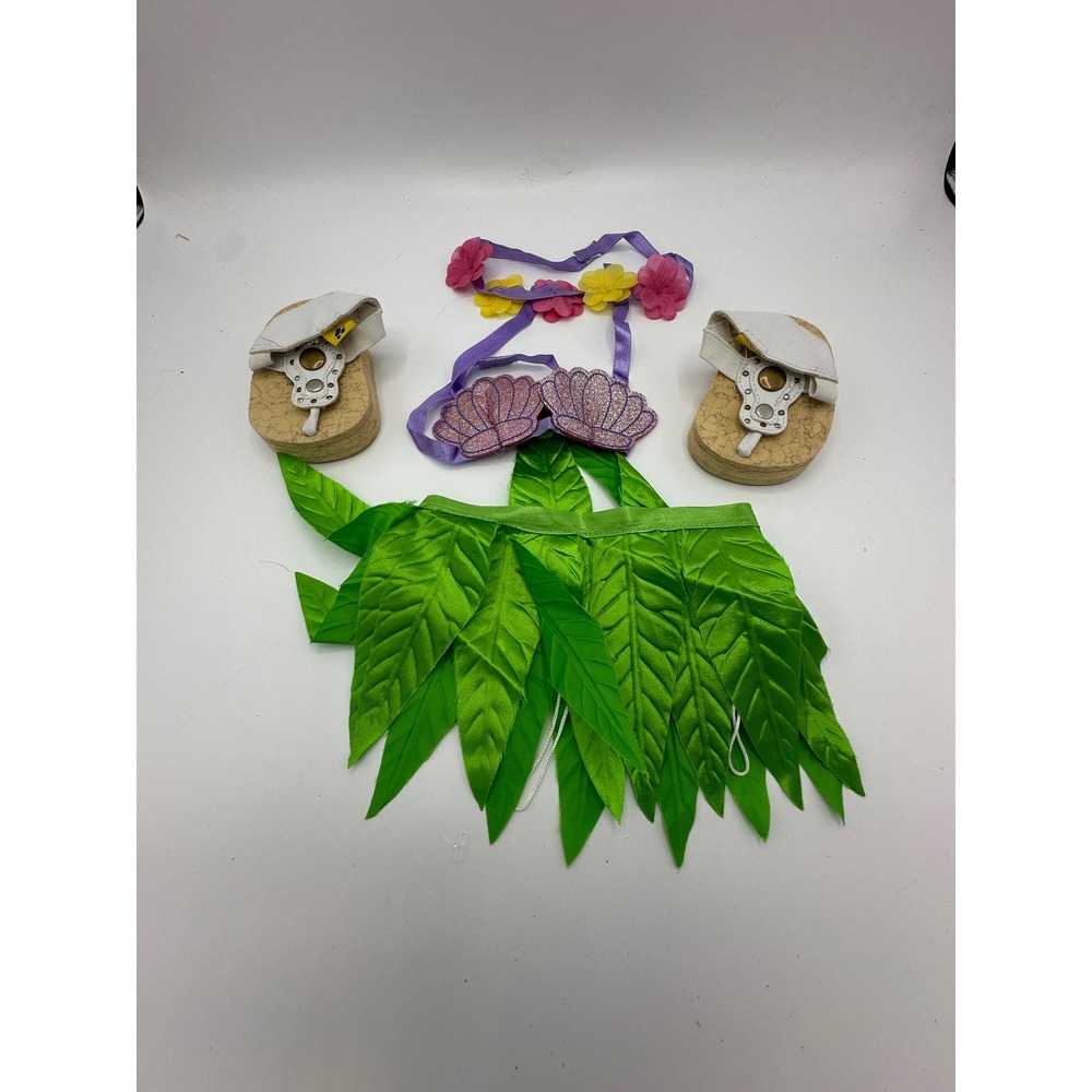 Build-A-Bear Workshop Hula Outfit Set Leaf Skirt Shell Top Lei & Sandals Plush